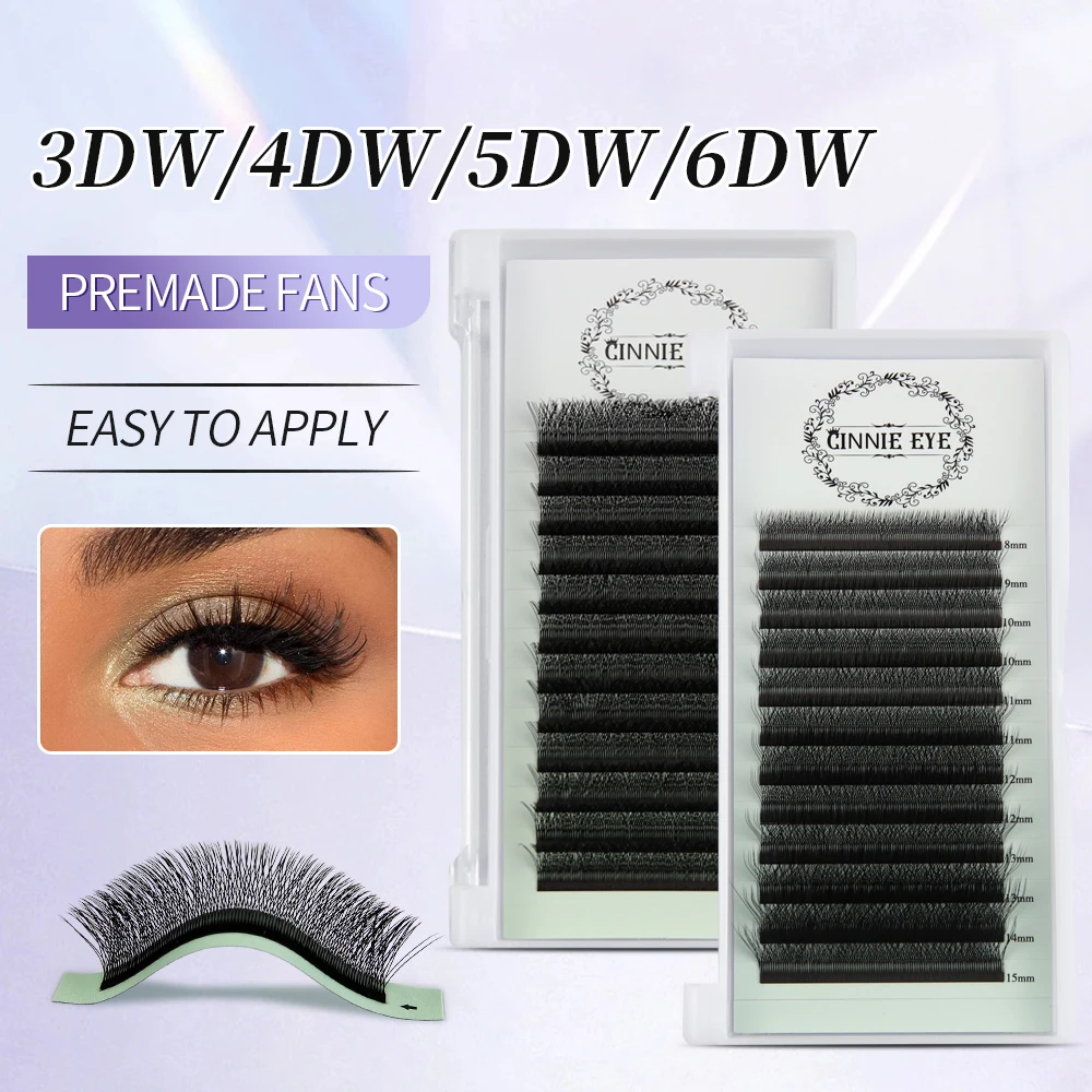 4D W Eyelashes Extensions Individual Lash Premade Fans Soft Volume Eyelash Natural Mesh Net Cross Four Leaf Clover Mink Cilia