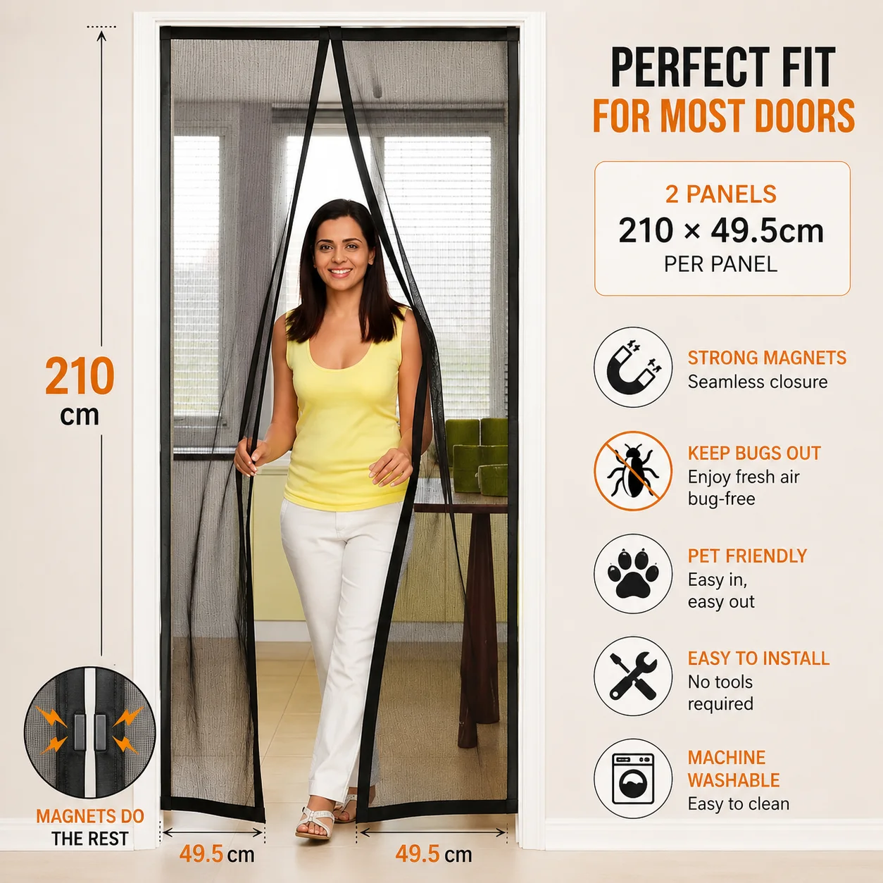 Magnetic Screen Door Mesh for Insect Protection