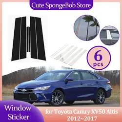 Car Door Window Trim Cover for Toyota Camry XV50 Altis 2012~2017 Carbon Fiber Black Chrome Sticker Pillar Posts Decal Accessorie