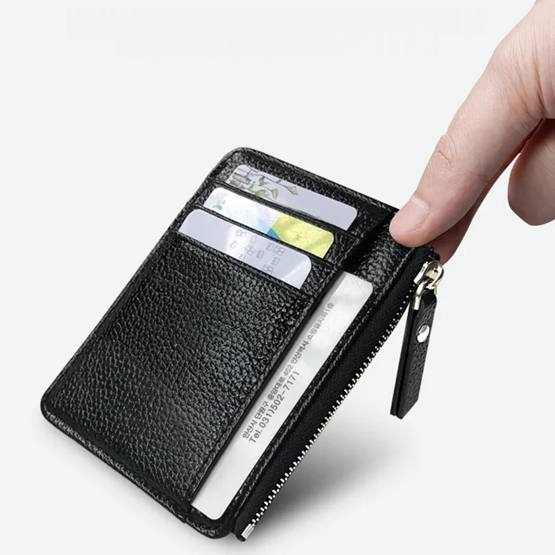 1 pièces homme sacs à main Ultra mince Mini affaires banque porte-carte de crédit portefeuille Simple noir femmes petites cartes de monnaie couverture pochette sac