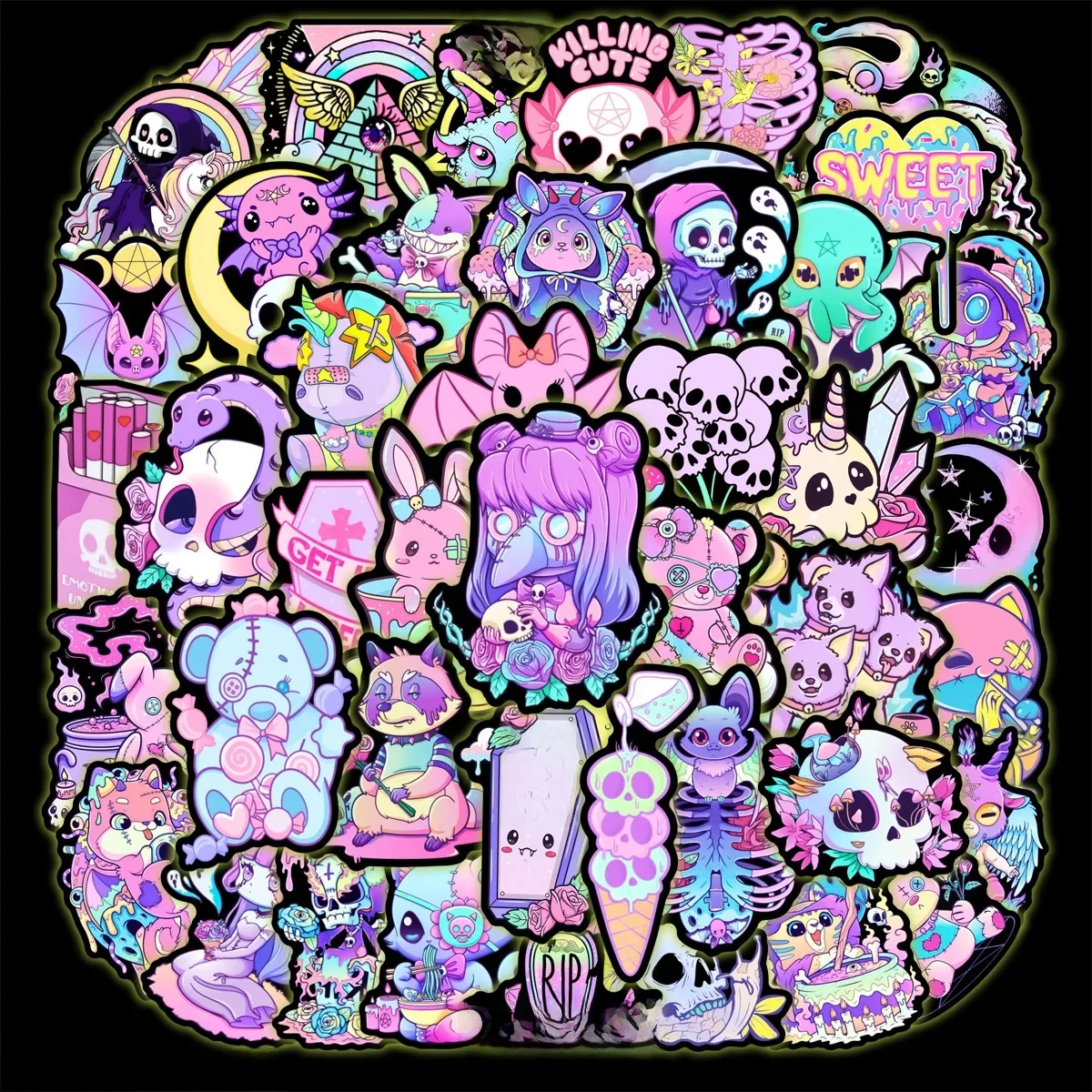AliExpress NONE 50Pcs Purple Gothic Graffiti Stickers Water Bottle Laptop Phone Bicycle Luggage Case Skateboard Children Adult Sticker