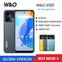W&O X100 Ultra-Thin 4G Smartphones Quad Core 4GB+64GB 6.528Inch HD+ Display Android 10 Mobile Phone 13MP 4800mAh Global Version