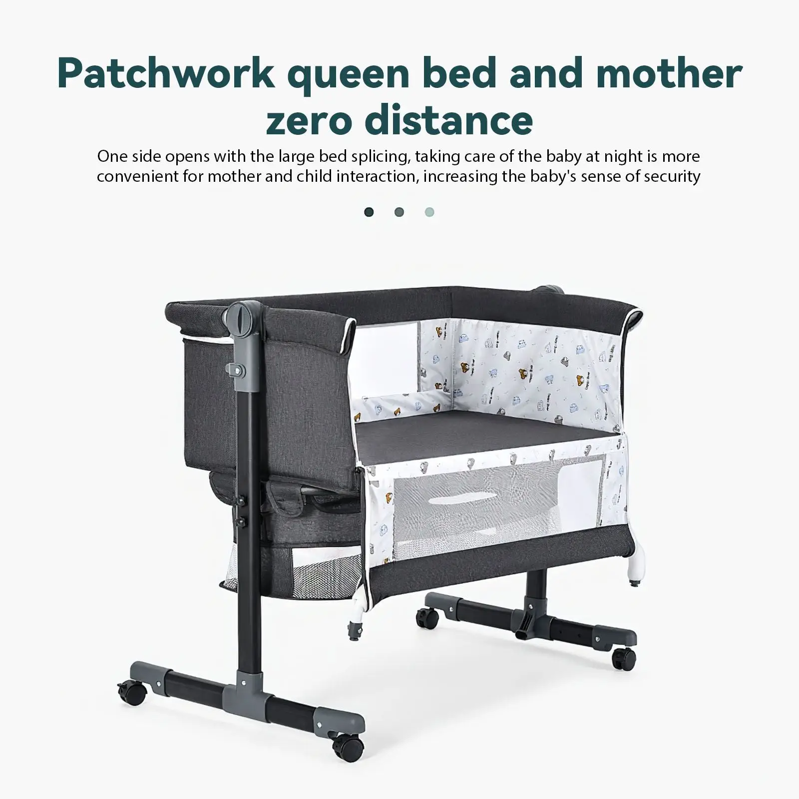 Łóżko dziecięce z moskitierą duży worek do przechowywania przesuwnym łóżkiem przenośne łóżeczko podróżne z regulowaną wysokością