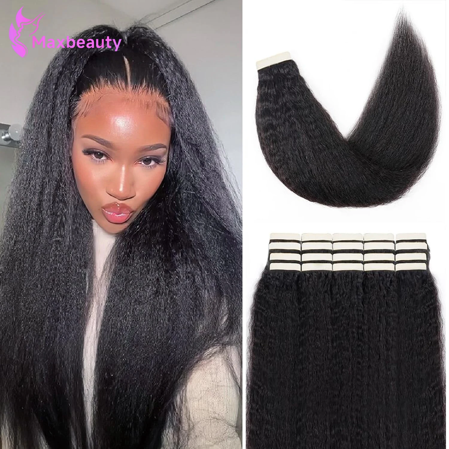 

Лента для наращивания волос, человеческие волосы, кудрявые прямые, 50 г, 20 шт., странные бразильские девственные волосы, бесшовная клейкая лента для наращивания волос