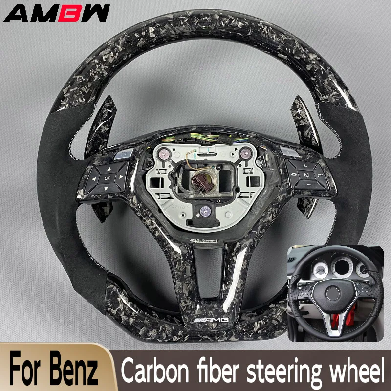 

For Mercedes Benz AMG W176 W204 W212 W218 C63 C E Class Customized Carbon Fiber Steering Wheel Black Alcala Car