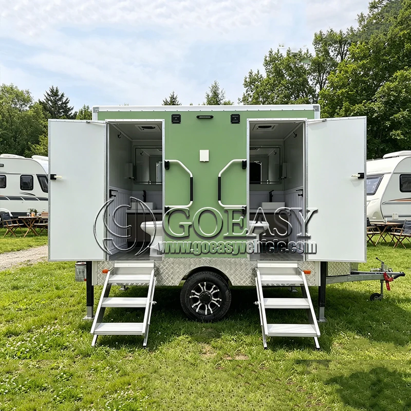 

High-Quality Mobile Restroom Trailer Durable Aluminum Frame & Anti-Slip Floor Outdoor Shower Trailer Two Compartment Design