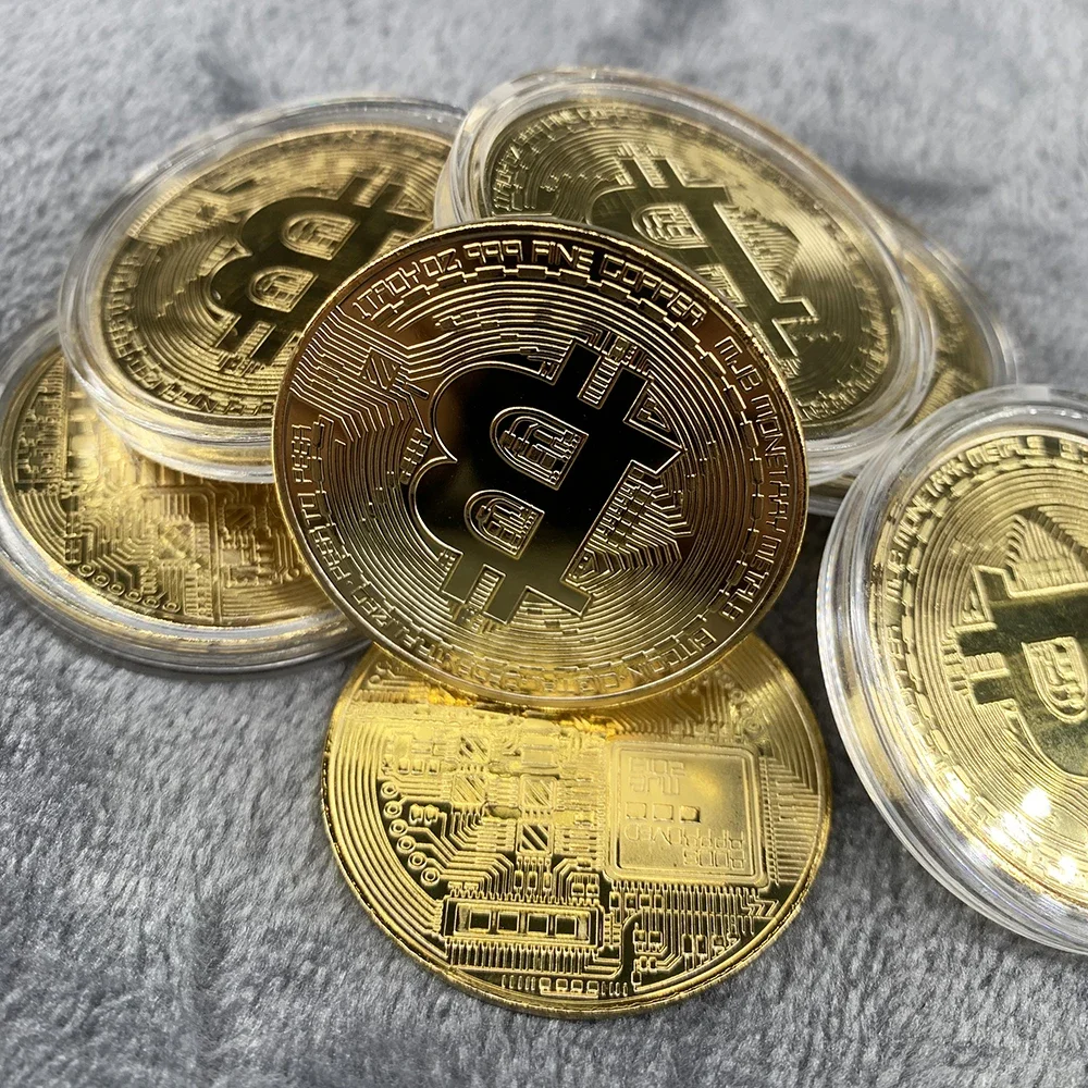 Vergoldete Bitcoin-Münze zum Sammeln, Kunstsammlung, Geschenk, physikalische Gedenkmünze, Casascius Bit, BTC, Metall, antikes Kunsthandwerk, Nachahmung