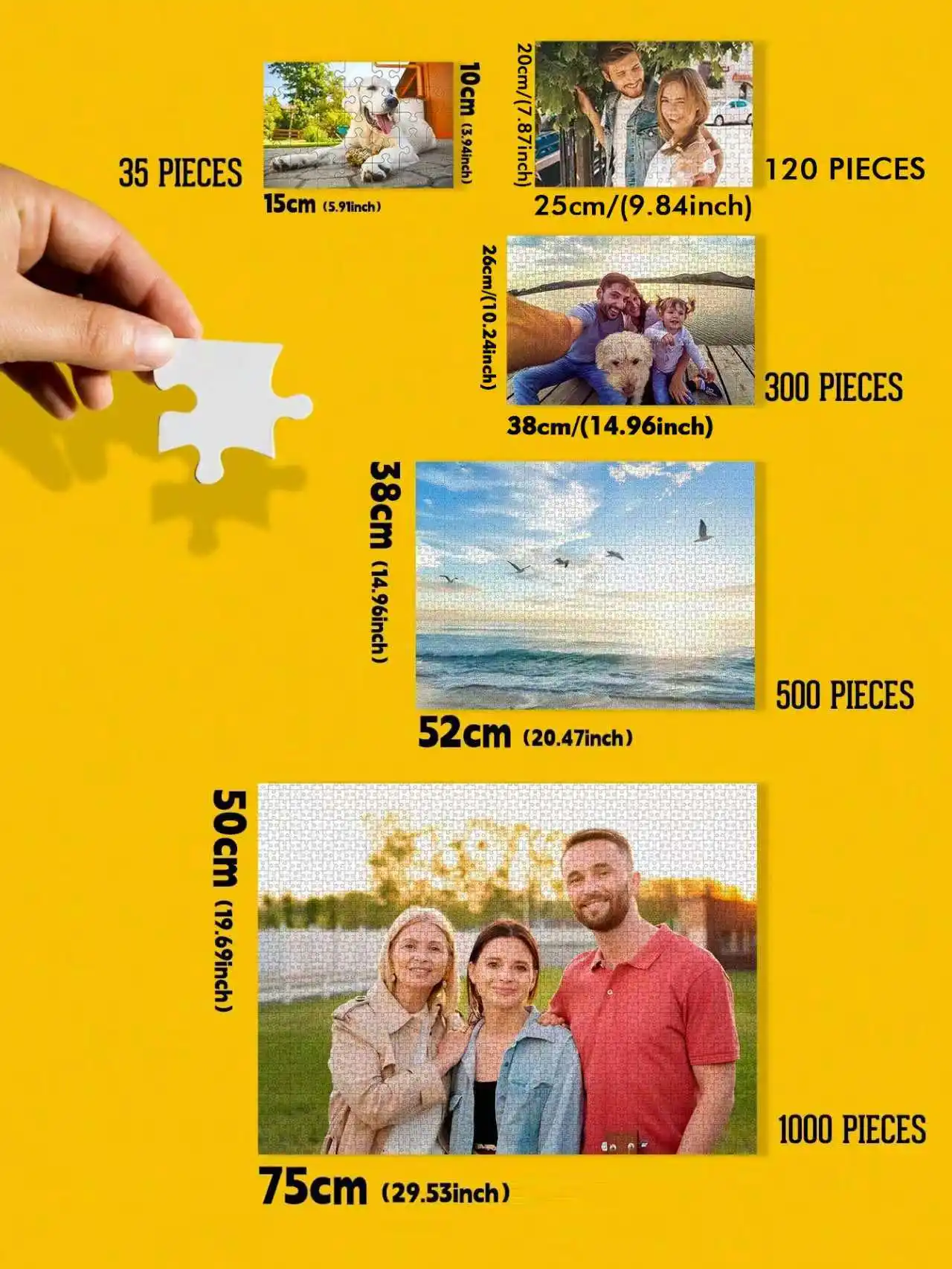 Spersonalizowane puzzle ze zdjęciem na zamówienie, puzzle z kartonu/drewna, 35/120/500/1000 elementów, puzzle dla dorosłych i dzieci, zabawki.