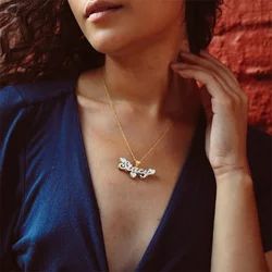 Custom Name Necklace With Heart 18K Double Plated Pendant Figaro Chain Choker Personalized  Jewelry Gift for Her/he
