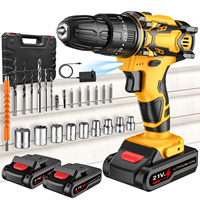 2 Gears Cordless Impact Drill Electric Screwdriver Rechargeable 42N.m Handheld Hammer Drill Power Tool for 21V Li-ion Battery