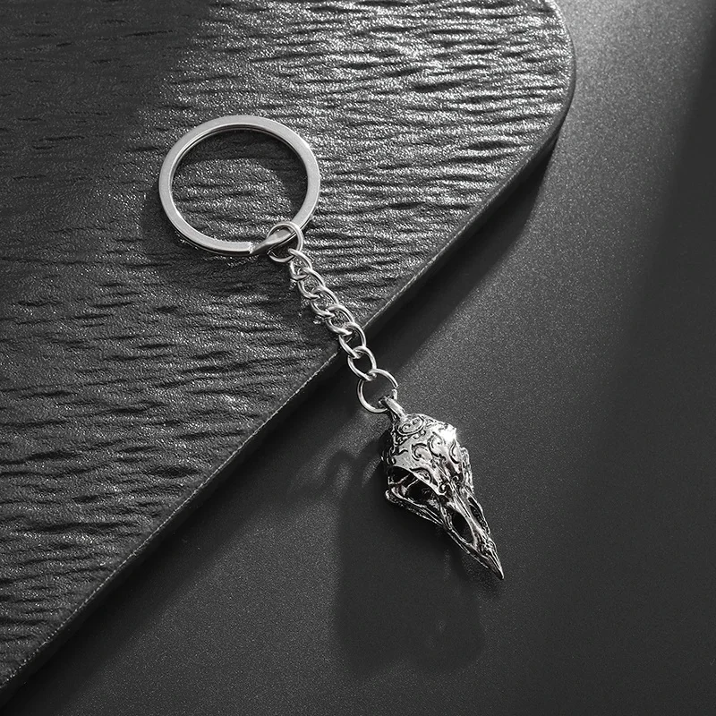 AliExpress Retro Gothic Mythical Crow Skull Keychain Men's Bike Punk Motorcycle Hip-Hop Rock Trend Accessories