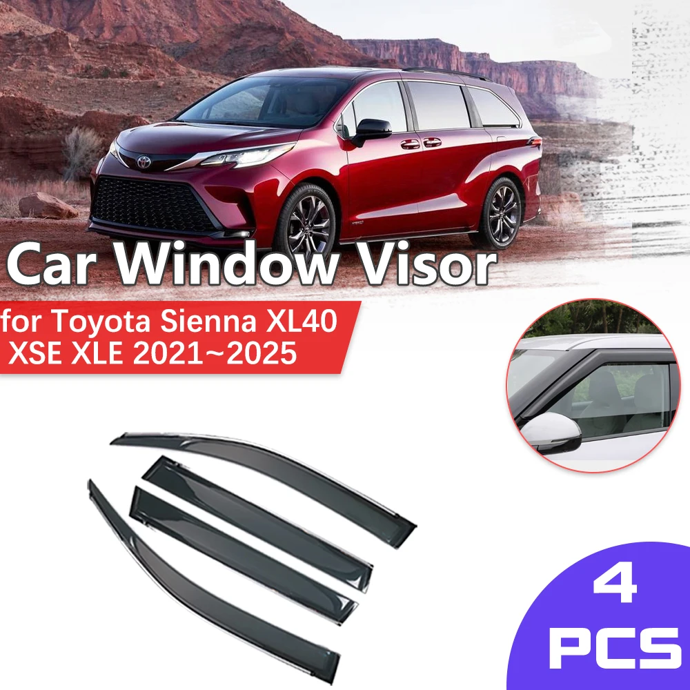 

Car Window Visor for Toyota Sienna XL40 XSE XLE 2021~2025 2022 Rain Eyebrow Shelter Vent Awning Smoke Deflector Guard Accessorie
