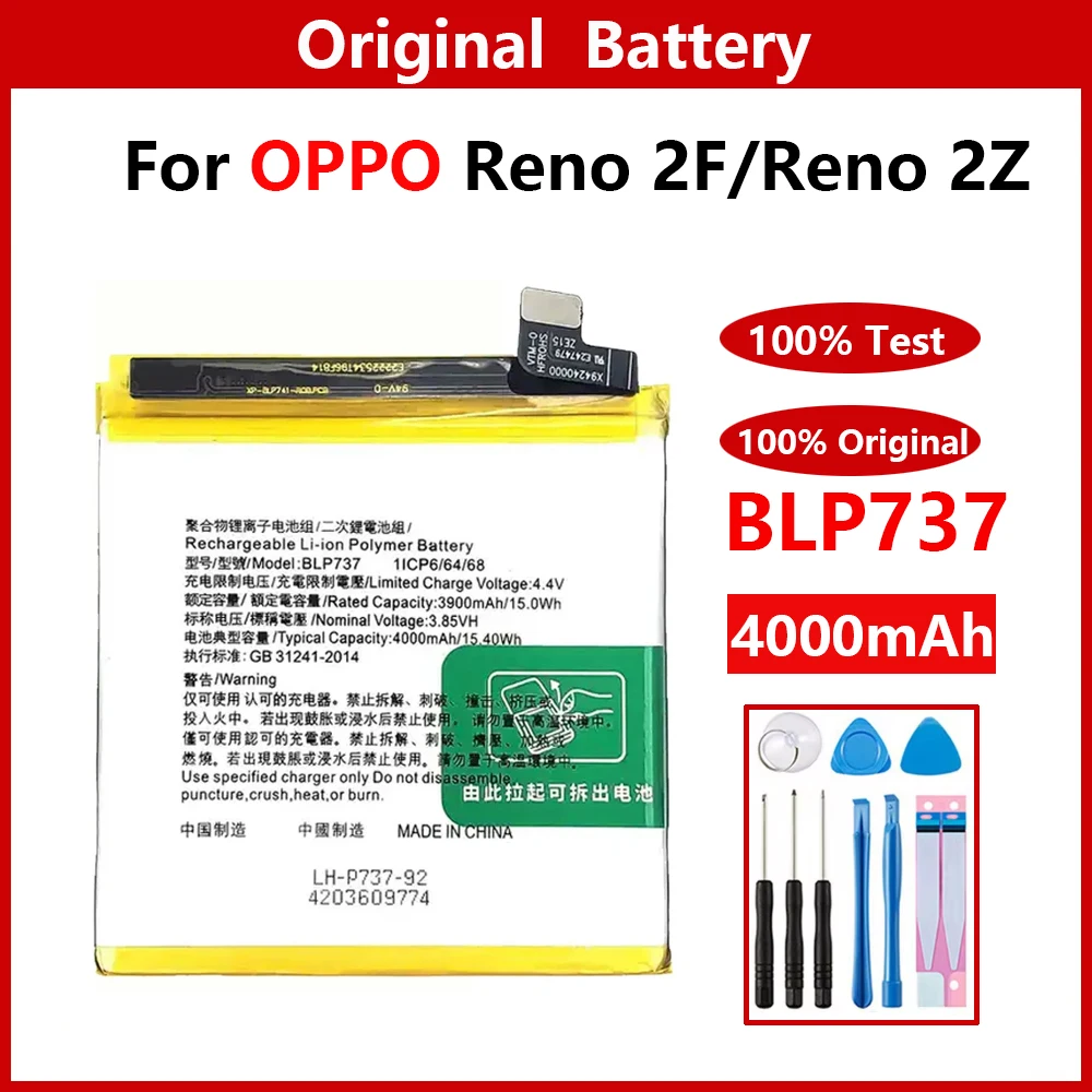 100% Genuine Original 4000mAh BLP737 Battery For OPPO Reno 2Z Reno 2F High Quality Replacement Batteries Batteria + Free Tools