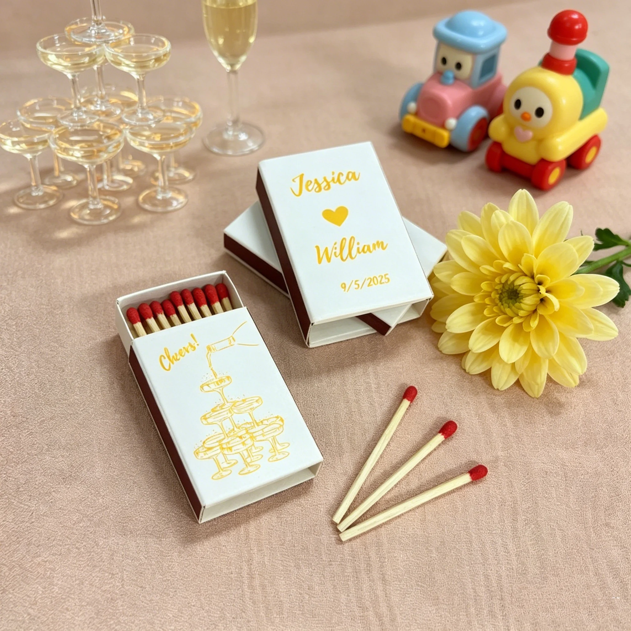 

Bulk Custom Wedding Favor Matches, Personalized Matchboxes for Bridal Shower & Bachelorette Party Decor