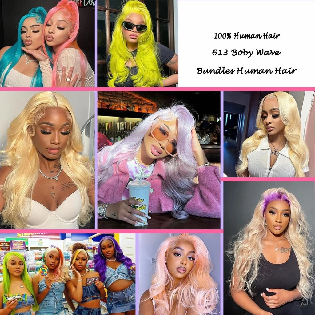 613 Bundles Blonde Bundles Human Hair 613 Body Wave 1 3 Bundles 100% Unprocessed 12A Grade Brazilian Virgin Human Hair Bundles