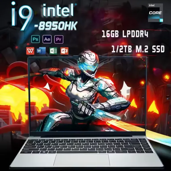 Portátil de 14.1 pulgadas Intel Core i9-8950hk Windows 11 Pro, computadora portátil de 14.1 pulgadas con pantalla HD, 16 GB de RAM, 1 TB/2 TB SSD, PC portátil