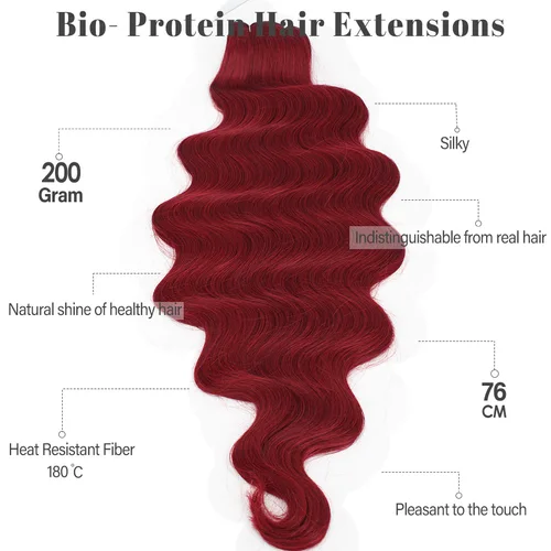 Imagen 2 del producto Extensiones de cabello de fibra sintética resistente al calor de Rusia, mechones de pelo de cola de caballo ondulado Natural suave, 30 pulgadas, 200g de grosor para mujeres