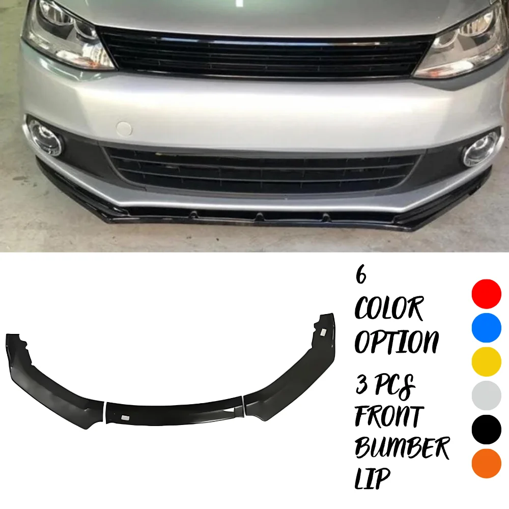 3 Pcs Front Bumper Lip For Volkswagen Vw Jetta 2010-2018 Body Kit Car Accessories Spoiler Splitter Diffuser Flap Sport Exterior