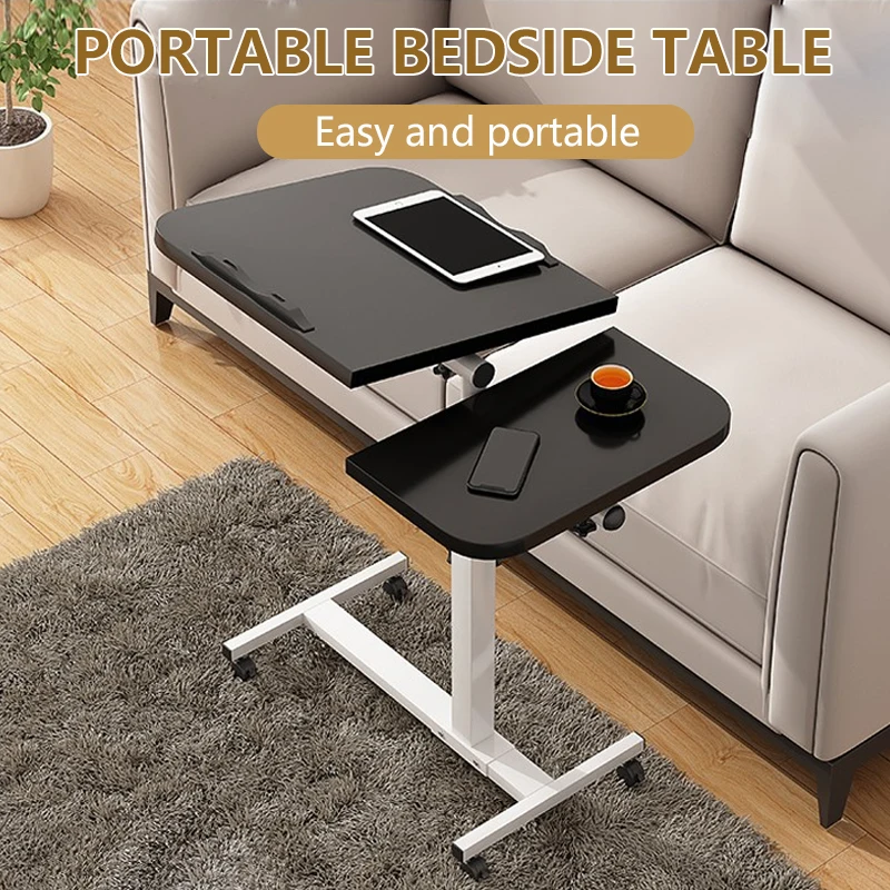 

A multi-functional bedside table with adjustable height, featuring a rotating and folding design - an easy-to-assemble