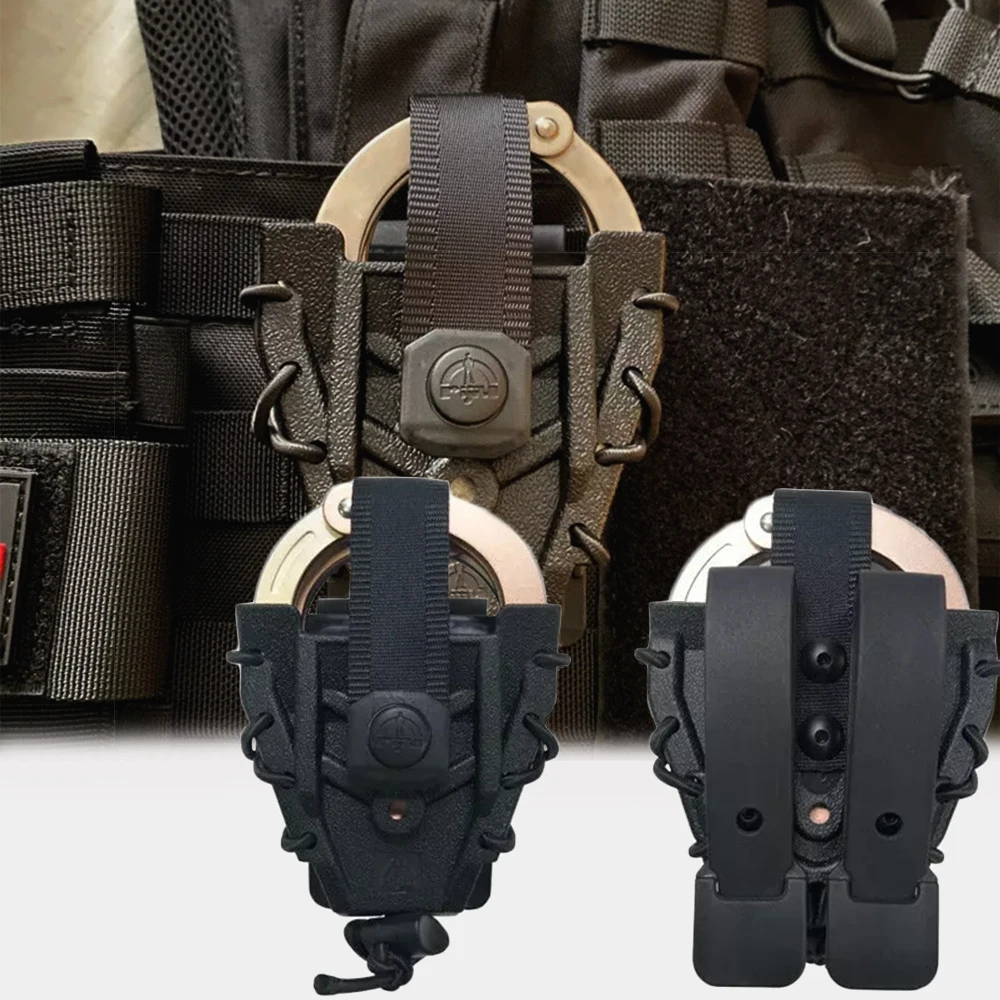 

Tactical Molle Case Double Hangcuff Case Pa66 Nylon Quick Out Molle for Chained,Hinged ,fit Duty Belt,Tactical MOLLE Vest