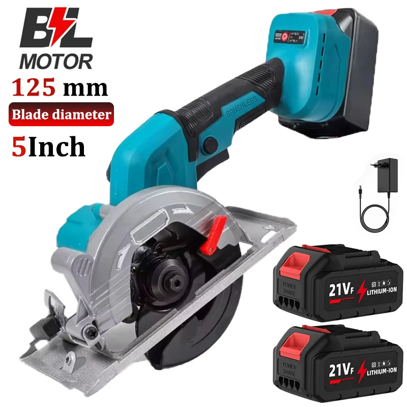 Sierras Circulares Eléctricas sin Escobillas de 5 Pulgadas, Herramienta de Corte Inalámbrica, Herramientas de Carpintería Portátiles para Batería Makita de 18V