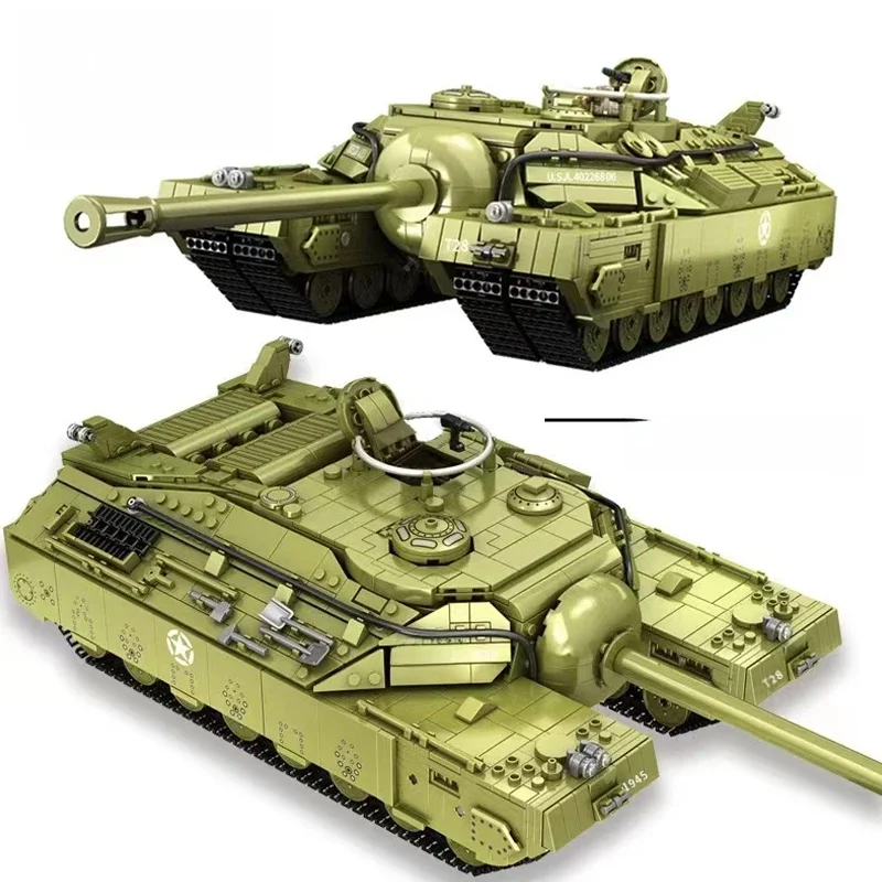Série militaire T28 blocs de construction de char Super lourd ensemble WW2 réservoir blindé armes soldats briques adultes jouets pour enfants garçon cadeaux