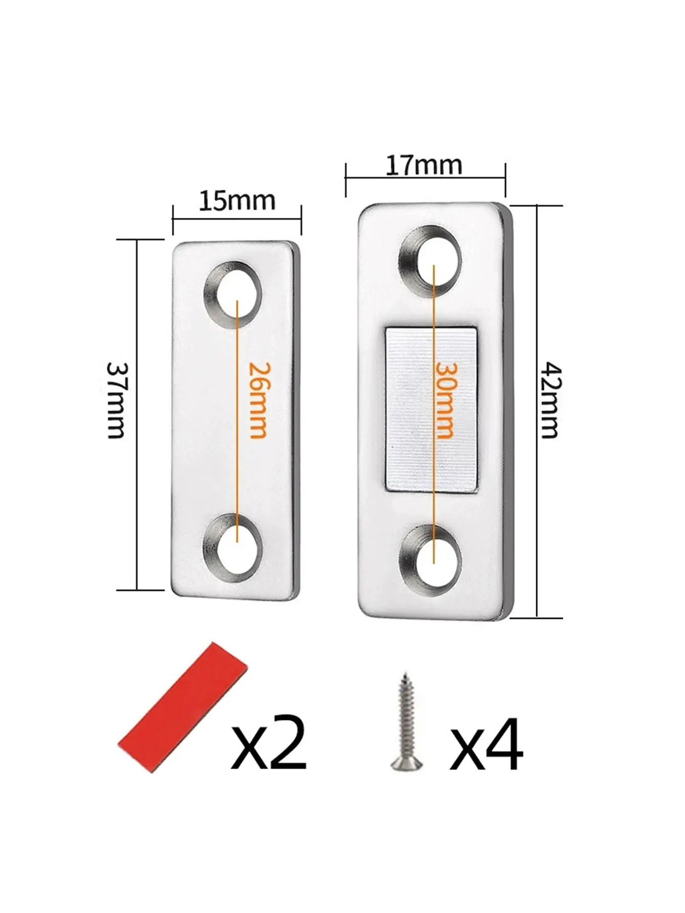 2Pairs Ultra Thin Magnetic Cabinet Catches Strong Adhesive Door Magnets Invisible Drawer Lock for Closet Window