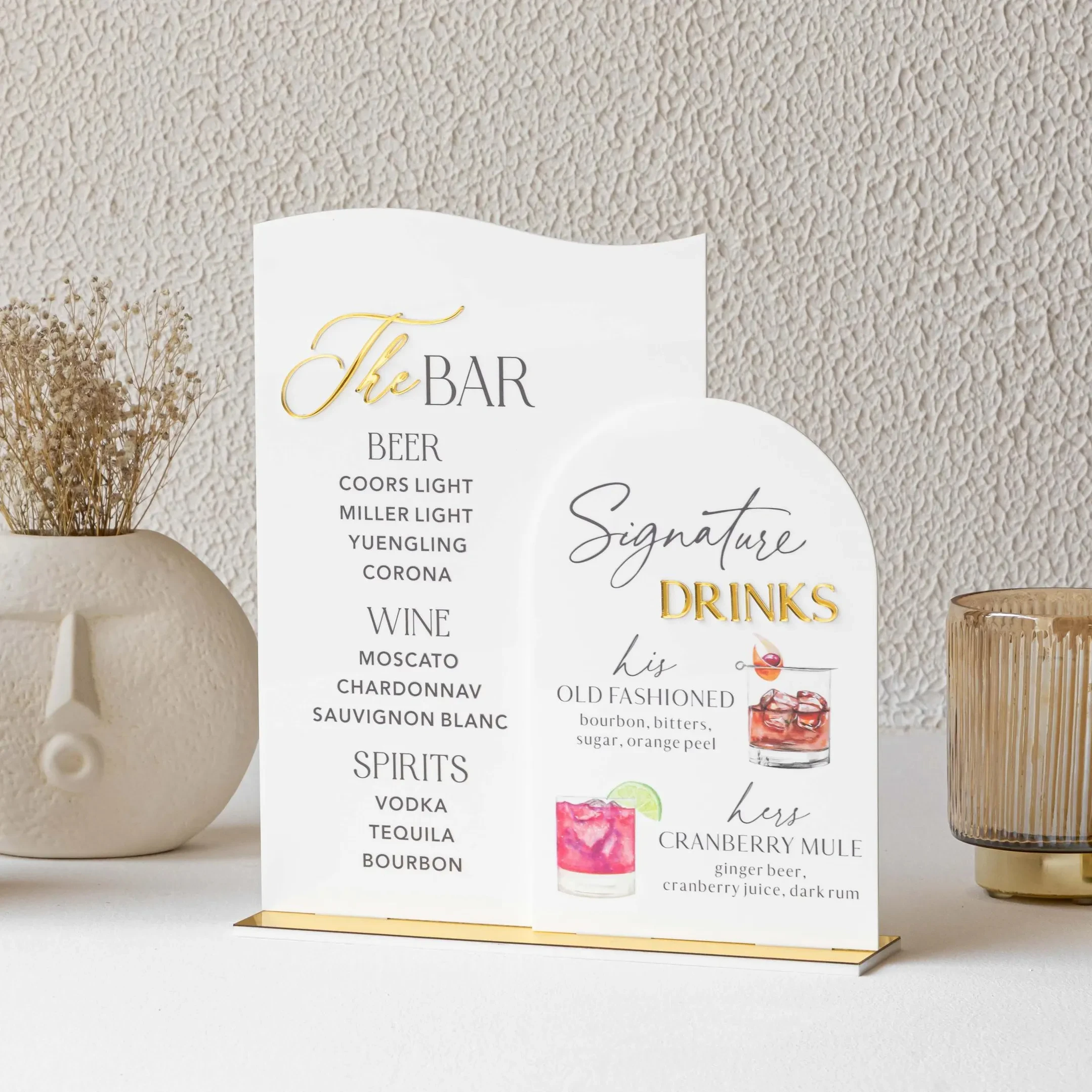 

Custom Wedding Bar Sign Signature Drinks Menu His Hers Ours Wedding Cocktail Menu Luxury Wedding Décor Wedding Drink Sign