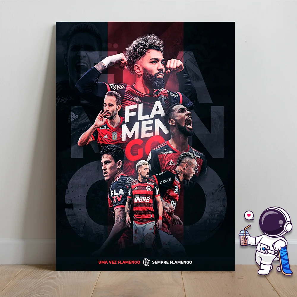 Kit 3 Quadros Decorativos Futebol Flamengo 20x28CM MDF