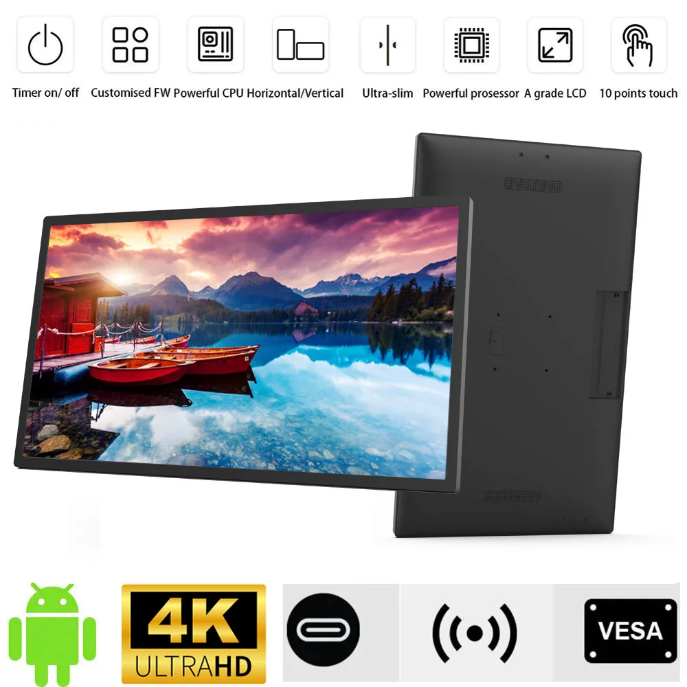 

32" 4K 3840*2160 Wall Mounted tablet pc-interactive display-Smart TV all in one, incell LCD screen, 10-points touch screen.