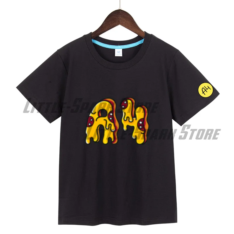 а4 мерч Lamba Boy Girl T-Shirts Cartoon Пицца А4 Cotton Short Sleeves T-Shirts Casual Children Clothing Fashion Baby Kids Tops
