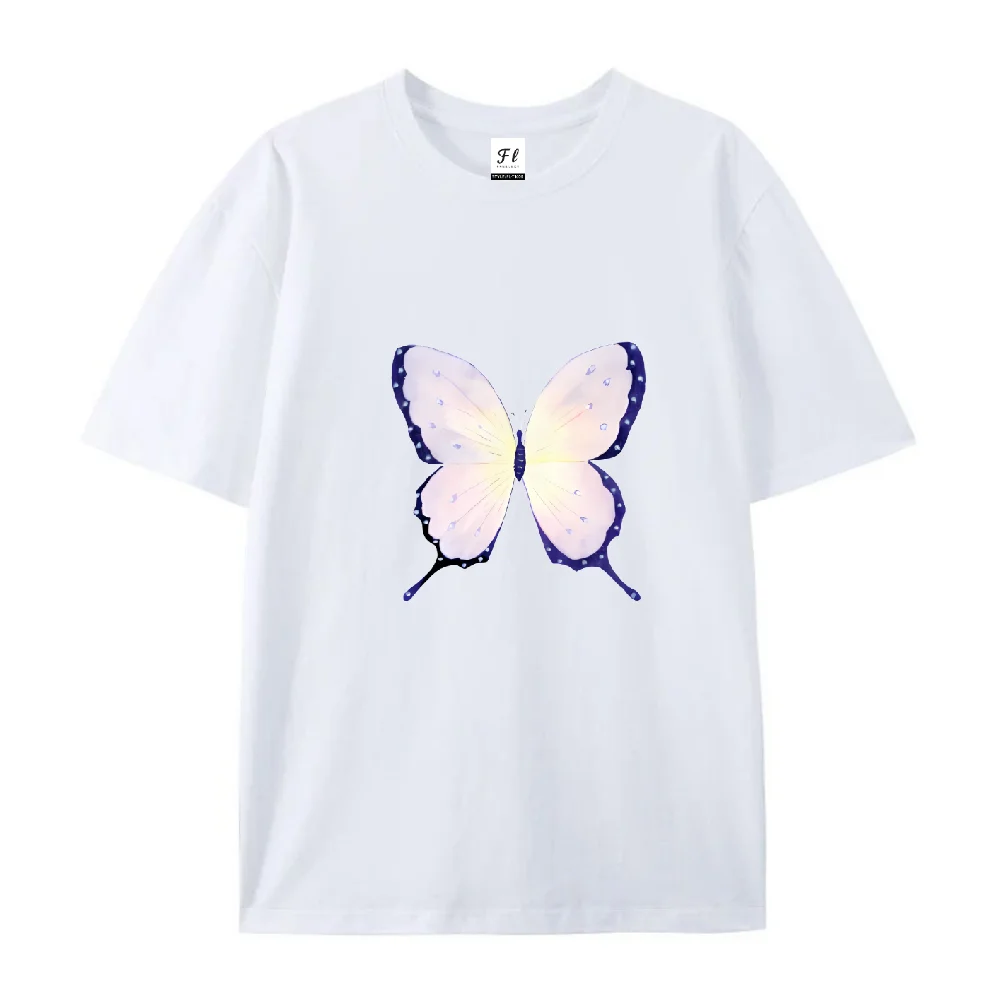 بسيطة يومية عادية رسمت باليد على الطراز القوطي لطيف حلو ورائع المرأة الصيف القطن الخالص قصيرة الأكمام متعدد الألوان اختياري