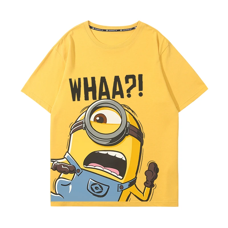 Cartoon Minions Cotton T-shirt Kids Teen Summer Funny Printed O-neck Tees Shirt Boys Girls Comfortable Short Sleeve Men Clothing