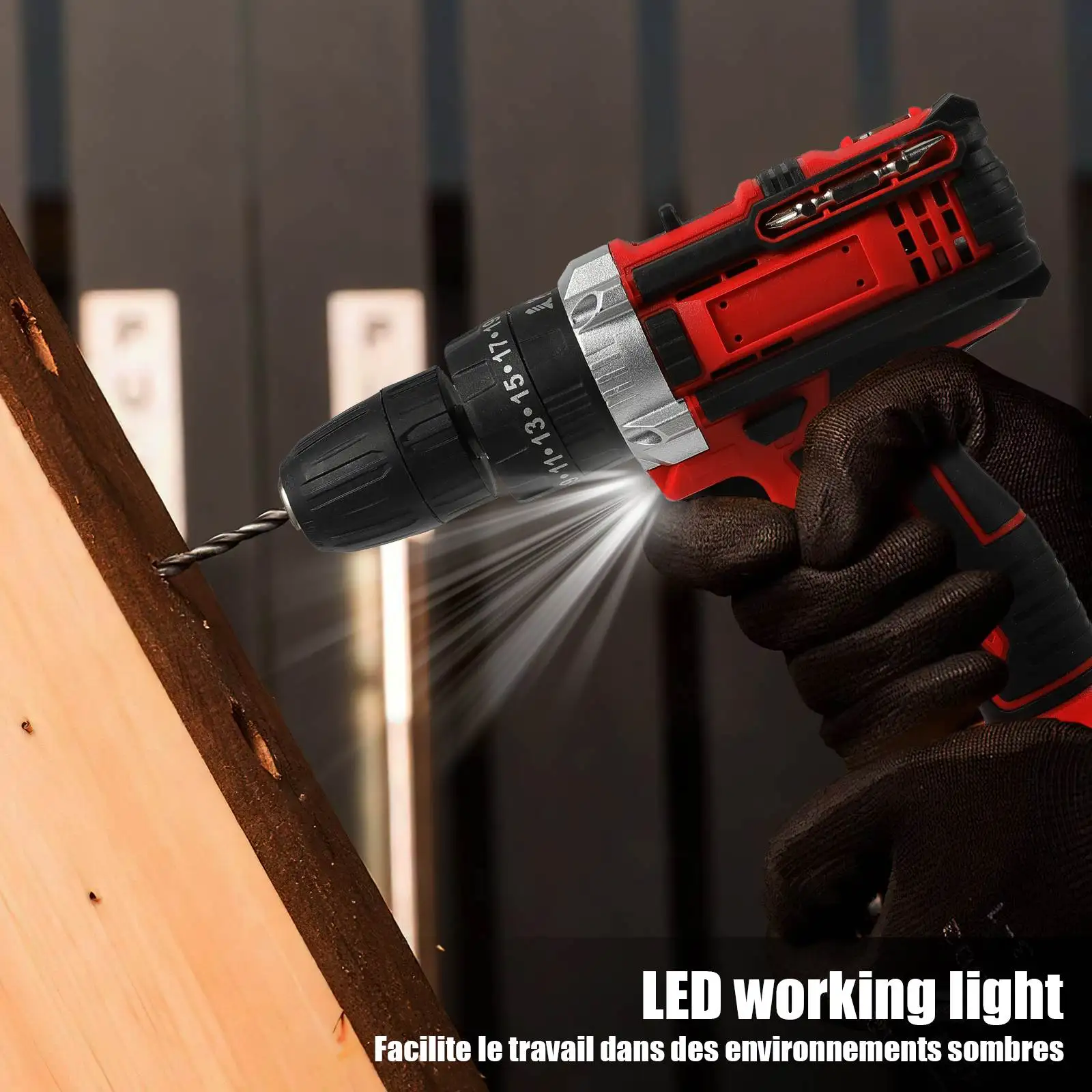 21V Akku-Schrauber 3-in-1 32N.m Elektrischer Bildschirm-Schrauber 1600RPM Hochgeschwindigkeit mit Schraubbits für Heimwerker DIY Power Oils LED-Licht – Detail 15