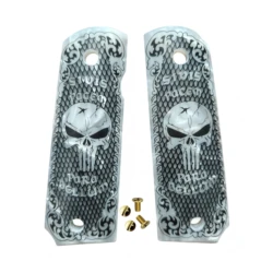CTG 1911 Grips Ambi Cut Full Size Grips Engraved Skull  Logo