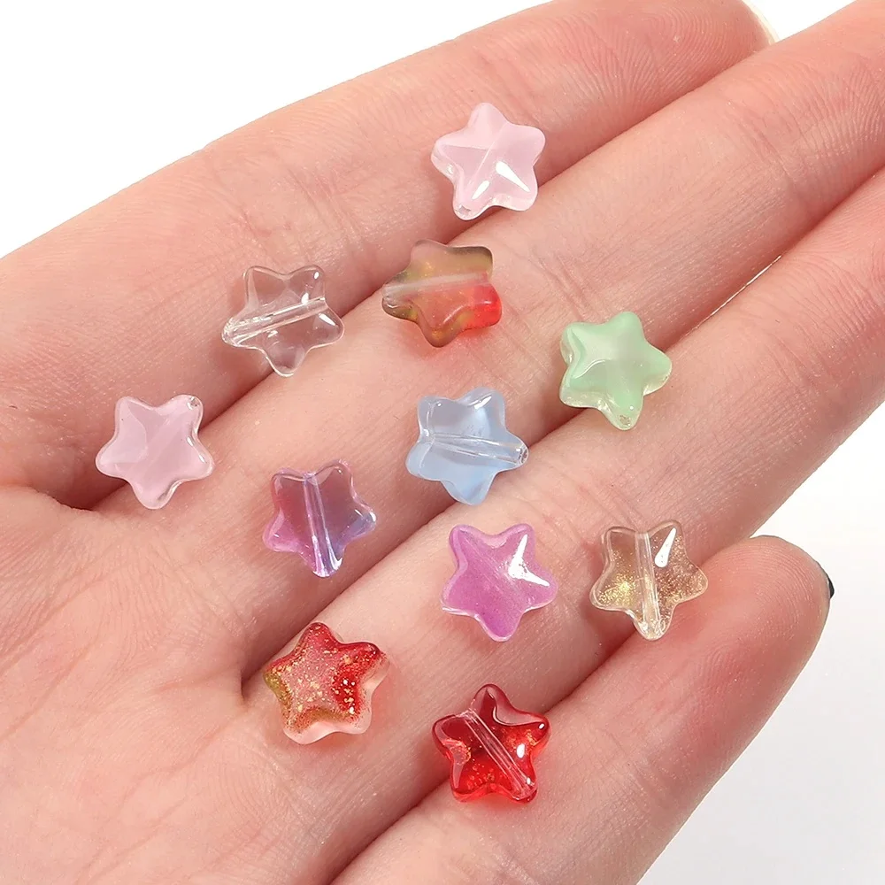 Perles de verre colorées, 50 pièces, perles d'étoile de mer, perles d'espacement amples pour bricolage, fabrication artisanale de bracelets, accessoires Neaklace