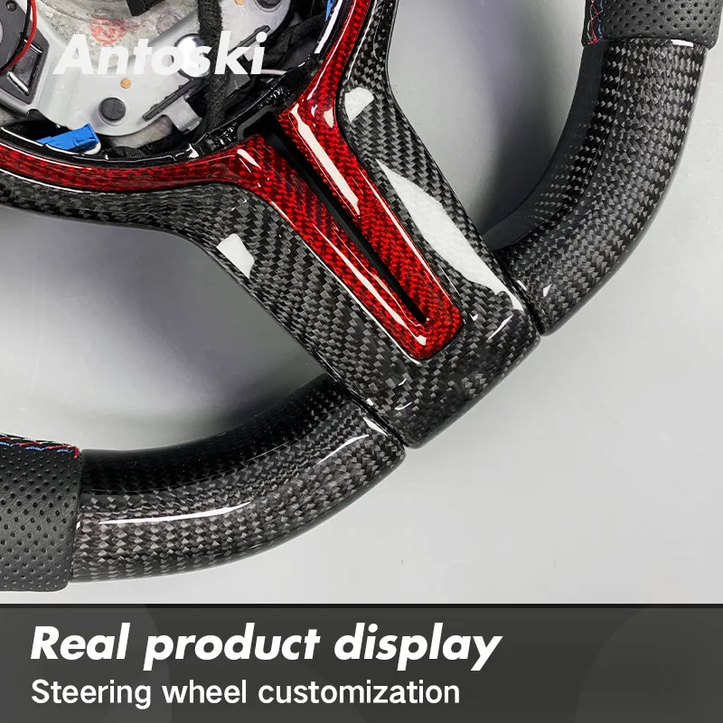 Luxury Car Interior for BMW F10 F30 F15 F20 F22 F32 F36 M3 M1 M2 Custom Real Carbon Fiber Steering Wheel with Smart LED view 5
