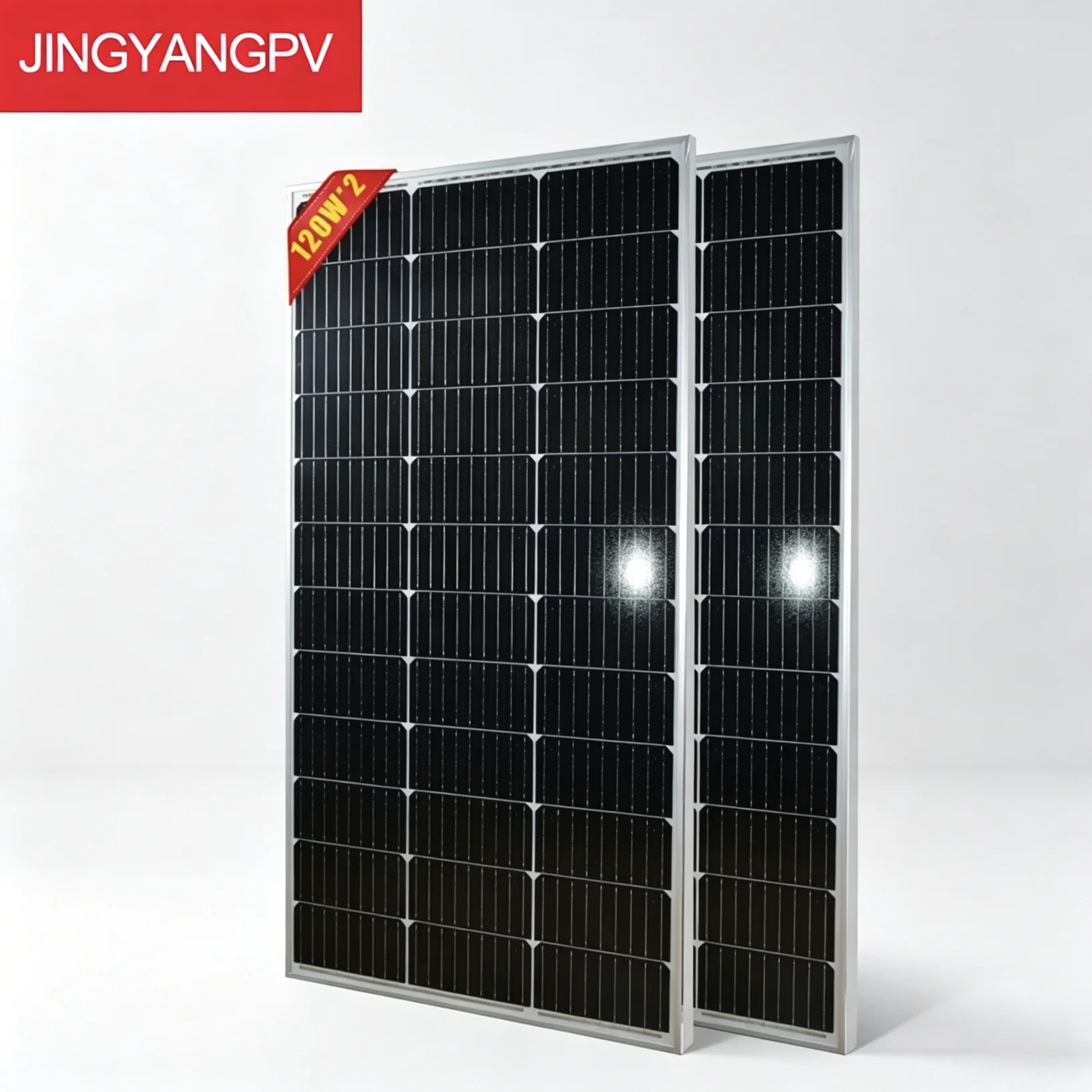 120W 18V Starres Glas-Solarpanel mit korrosionsbeständigem Aluminiumrahmen, hocheffiziente tragbare Solarmodule, wasserdicht, langlebig für Batterien, Outdoor, Dach, Wohnmobil, Boot, Camping