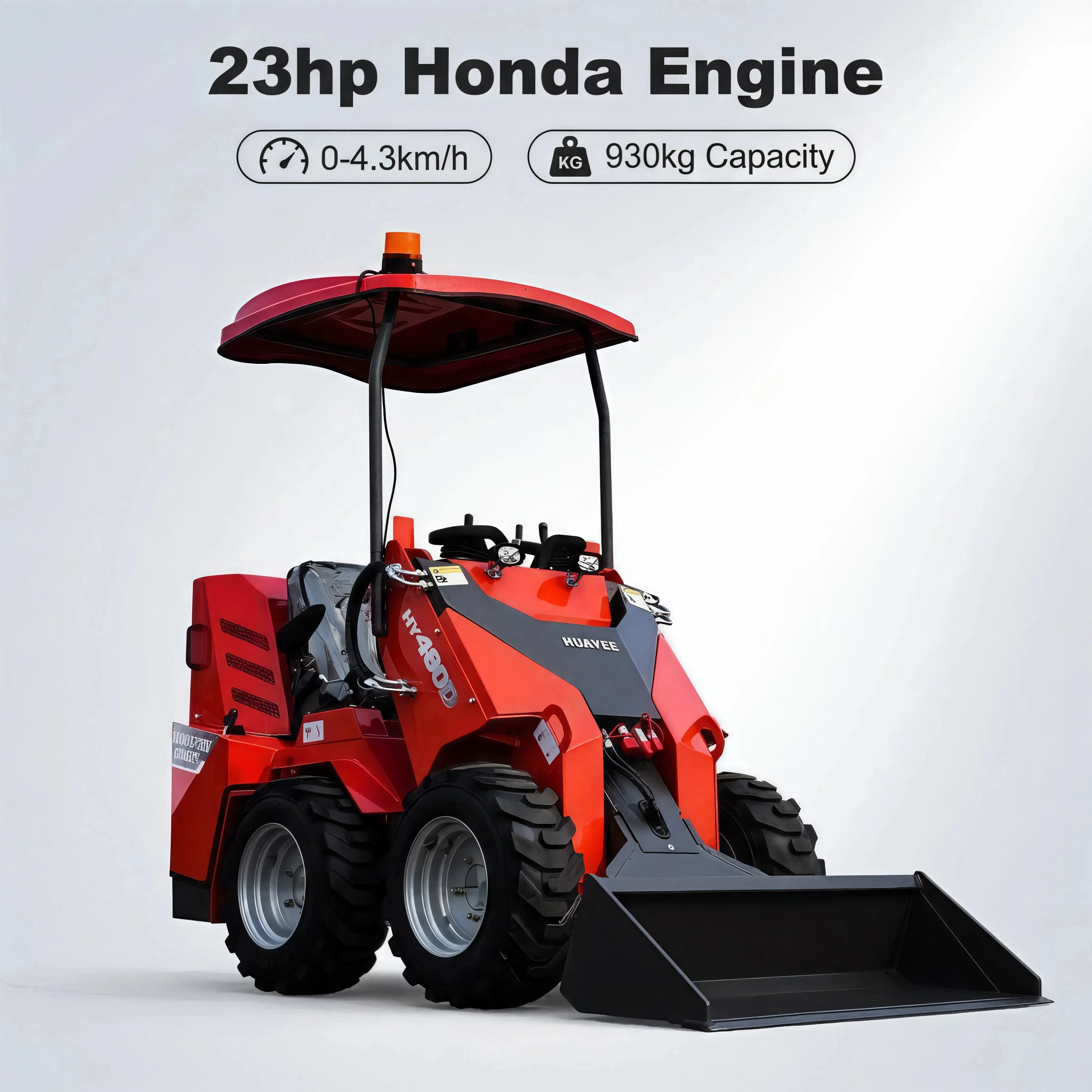 Wheel Skid Steer Loader Powered by a 23 HP Engine. Ride-on Loader—Shipped from a U.S. Warehouse.Custom Made