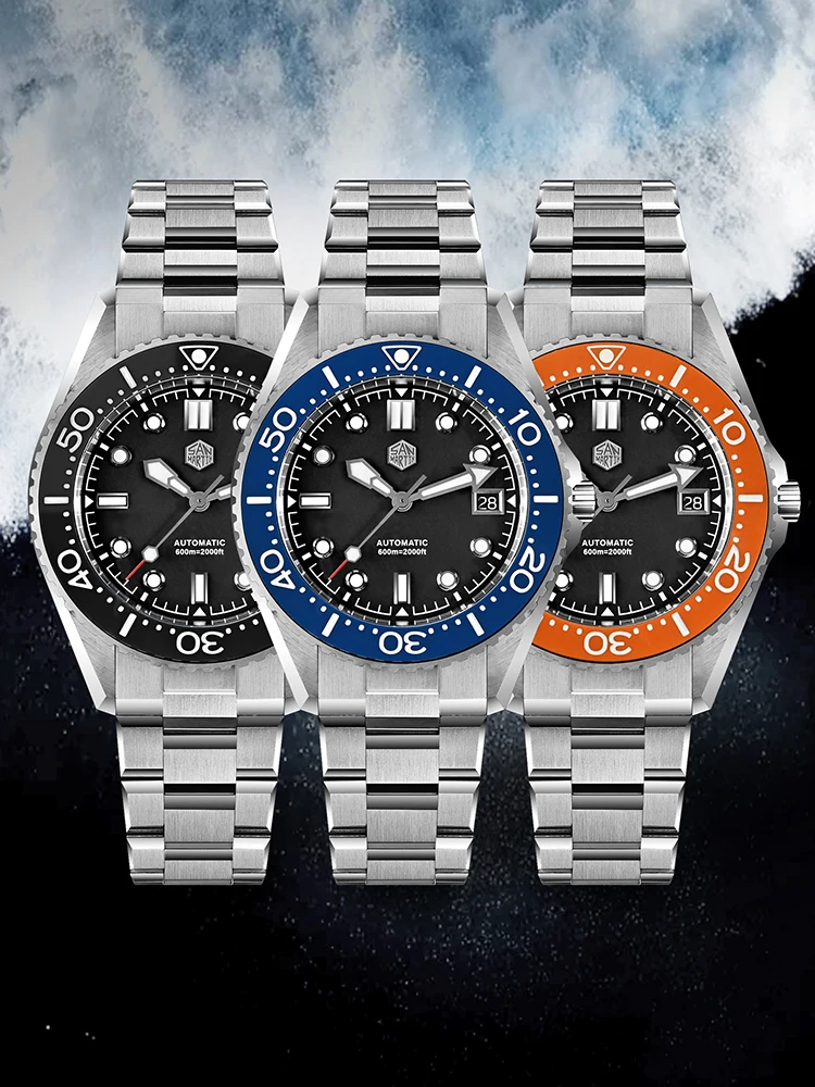 San Martin verbesserte die 41 mm wasserdichte 600 m klassische Herren-Taucheruhr mit Helium-Entlüftungsventil ST 2130, automatische mechanische Uhren SN0036