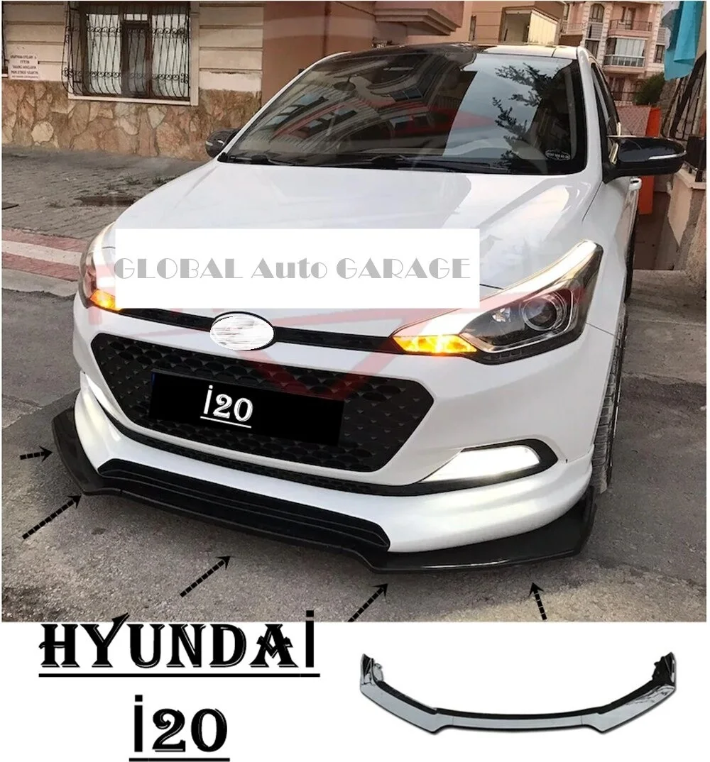 For Hyundai İ20 Front Bumper Attachment Lip 2008-2020 Piano Glossy Black Splitter Diffuser Universal Spoiler Bumper Mud Flaps