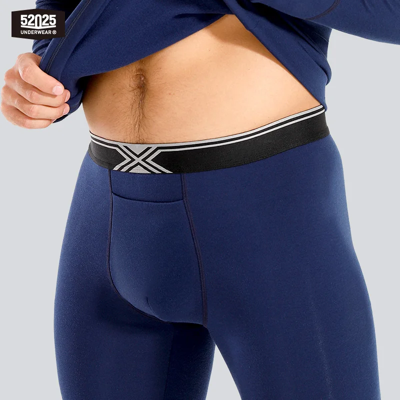 52025 Midweight Thermal Underwear with Wool Warm Base Layer Soft Fleece Warm Comfortable Soft Long Johns Men Thermal Underwear