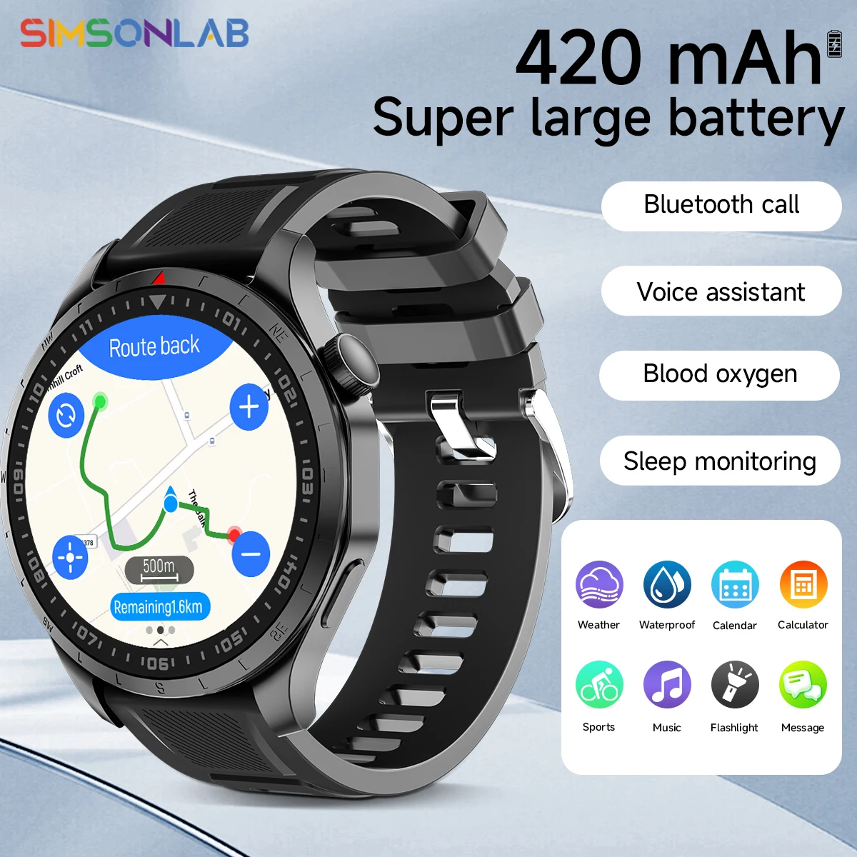 

2025 New Military Smartwatch GPS Offline Map Voice Assistant AMOLED 128Mb+4GB Waterproof Wireless Call Health Monitor Man Women