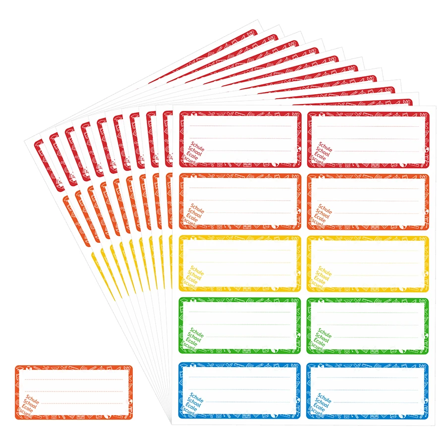 

100 шт. красочные наклейки с именем — самоклеящиеся школьные этикетки в 5 цветах, записываемые идентификационные бирки для дома, офиса.