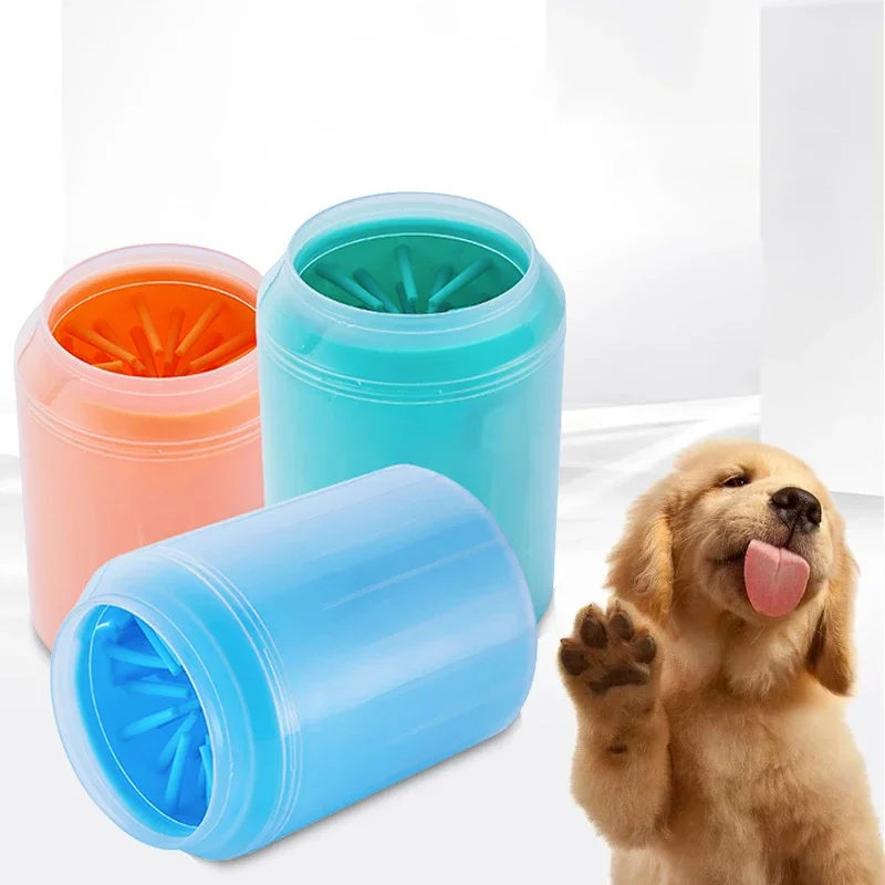 Nettoyeur de pattes de chien, peignes en Silicone souple, Portable, pour l'extérieur, lave-pieds pour animaux de compagnie, brosse de nettoyage des pattes, lavage rapide, seau de nettoyage des pieds