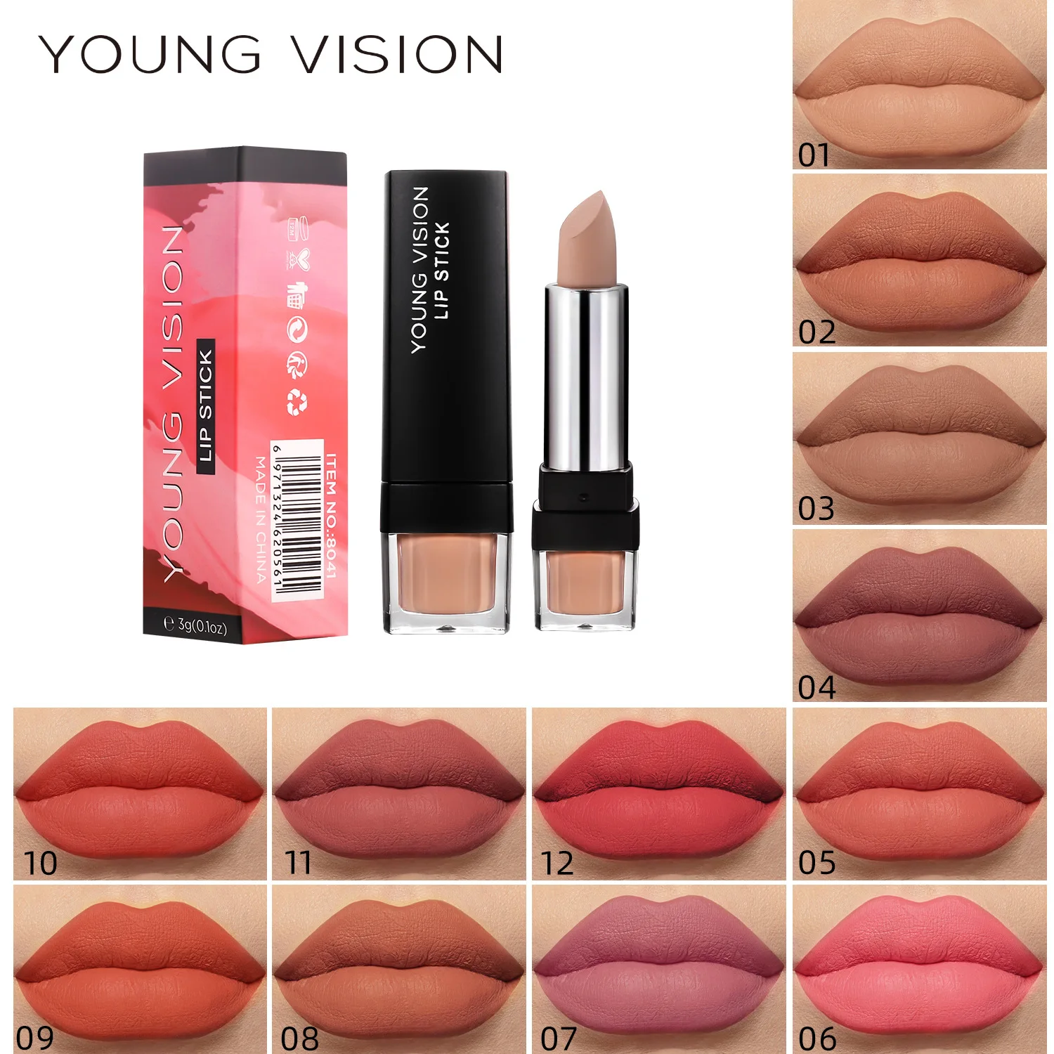 YOUNG VISION Matte Mist Classic Red/Brown Lipstick Velvet Non stick Cup Moisturizing 12 Colors Valentine's Day Gifts Lipstick