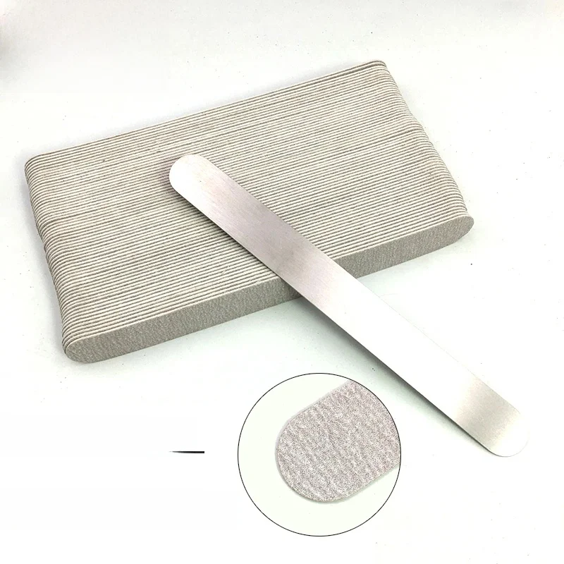 100/50Pcs 100/180/240 wymienny gąbka EVA pilniczki do szlifowania wymiana papier ścierny pilnik do paznokci bufor uchwyt ze stali Metal polerka pilniki — zdjęcie 2