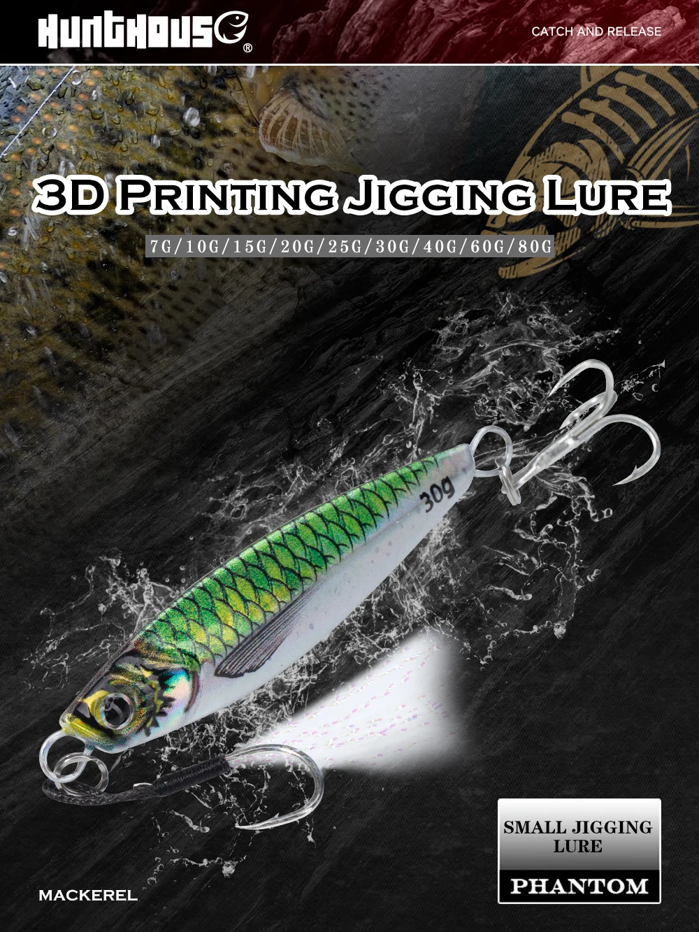 Hunthouse Metall-Jig Angelköder 7g-80g Sinkender Slow Jigging Laser-Jig Salzwasser Künstlicher Hecht Seebarsch Fischköder LW844 – Detail 1