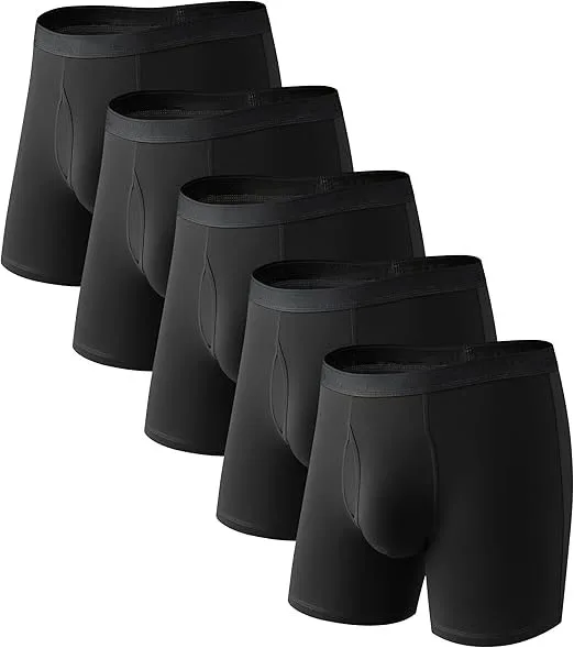 

Мужские черные трусы-боксеры, 5 шт. | Ультрамягкий хлопковый стрейч | Дышащее комфортное нижнее белье для повседневной носки