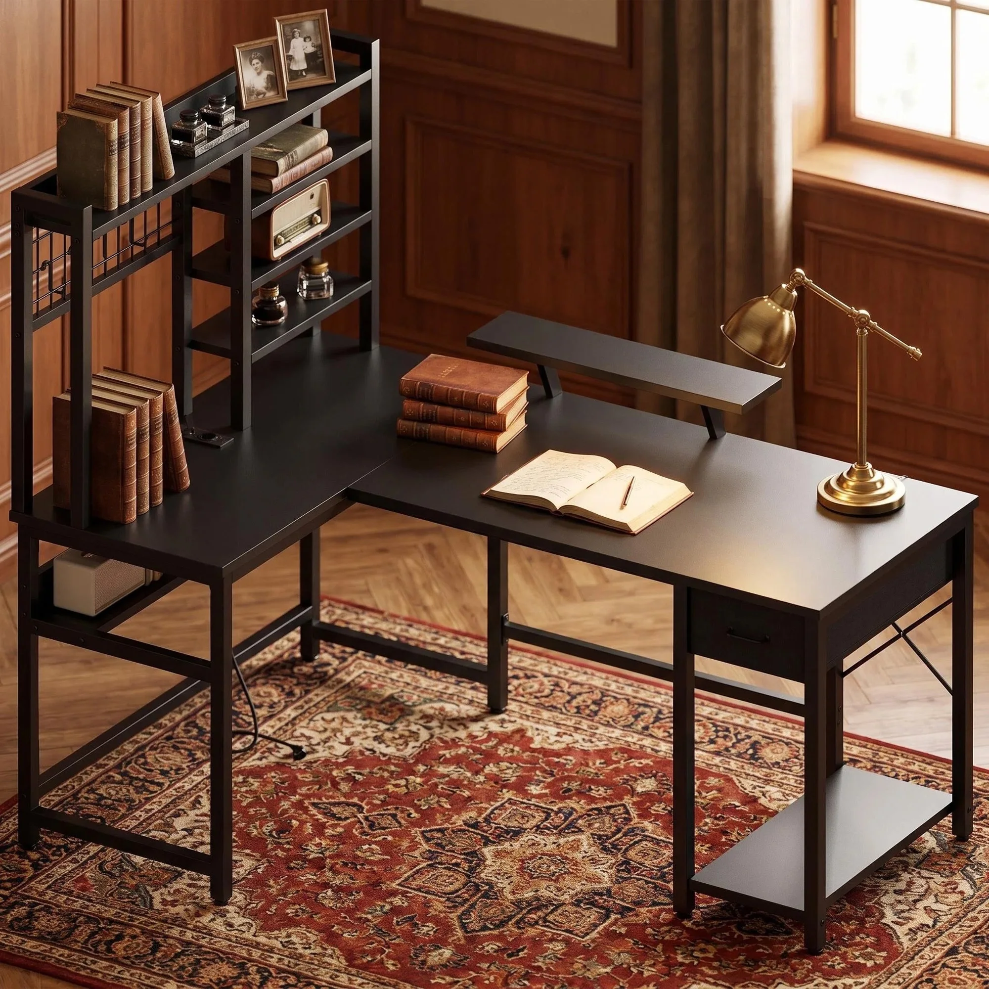 Bureau d'ordinateur lumineux – Un bureau en forme de L spacieux de 156,5 cm avec éclairage RGB qui s'active au toucher des doigts, ajoutant une touche de rituel au travail et aux jeux